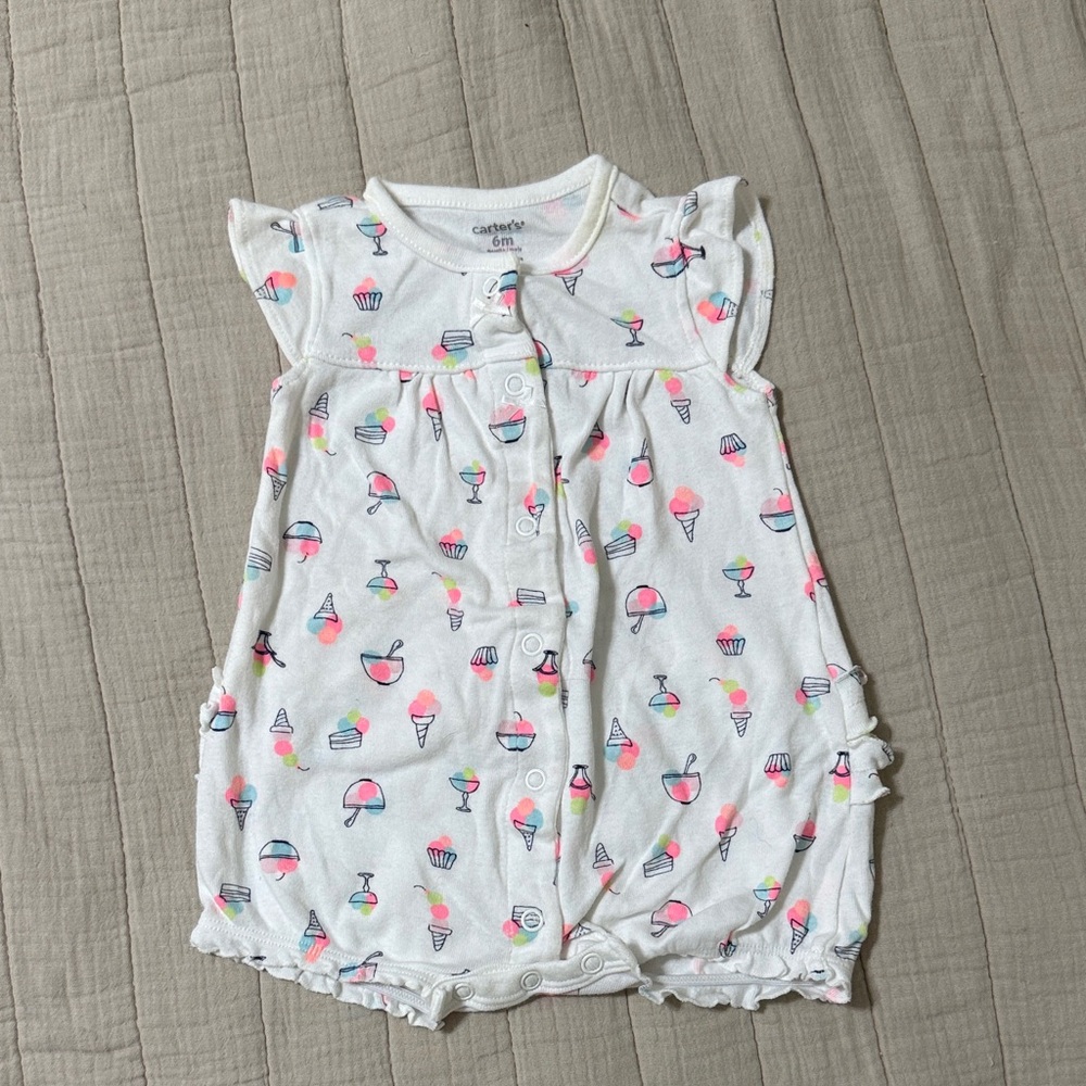 Carter's White and Pink Ice Cream Romper